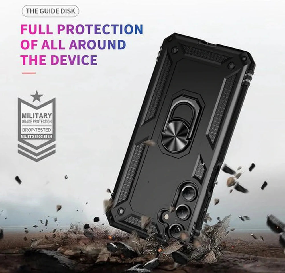 Samsung Galaxy A16 Hoesjes – Anti-Shock Hybride Ring Armor Backcover – Schokbestendig – Zwart-Ilumina Benelux