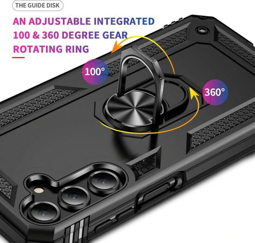 Samsung Galaxy A16 Hoesjes – Anti-Shock Hybride Ring Armor Backcover – Schokbestendig – Zwart-Ilumina Benelux