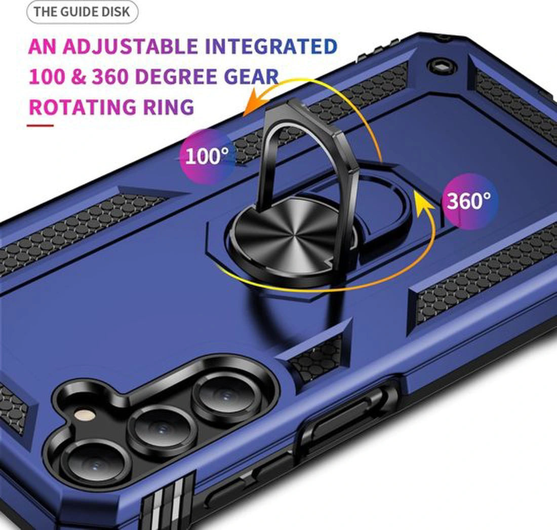 Anti-Shock Hybrid Ring Armor - Backcover Hoesje Geschikt voor: Samsung Galaxy A16 - Blauw