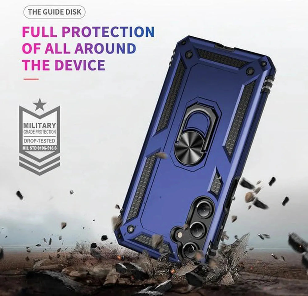 Samsung Galaxy A16 Hoesjes – Anti-Shock Hybride Ring Armor Backcover – Schokbestendig – Blauw-Ilumina Benelux