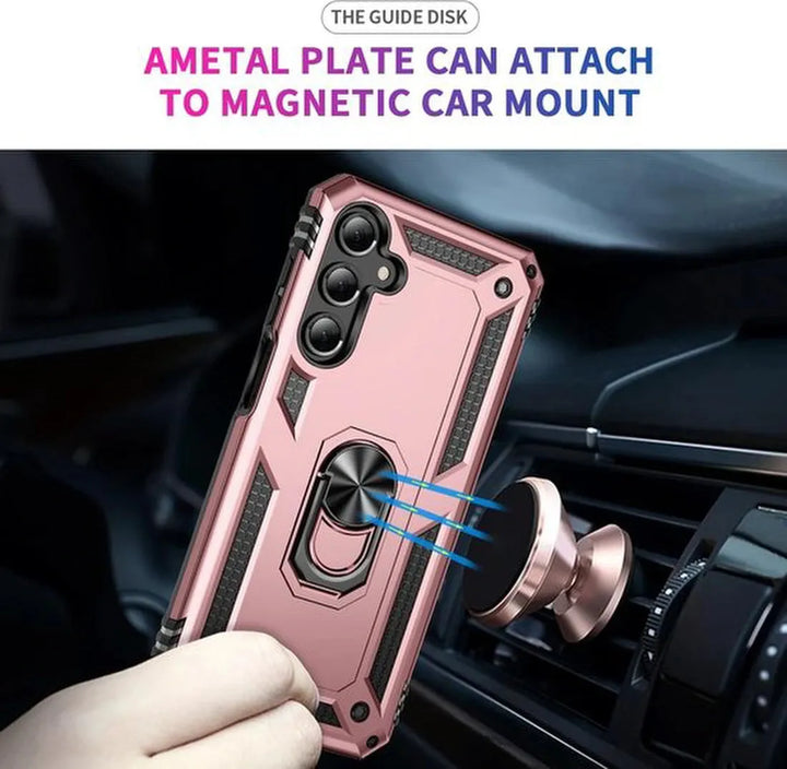 Samsung Galaxy A16 Hoesjes – Anti-Shock Hybride Ring Armor Backcover – Schokbestendig – Roségoud-Ilumina Benelux