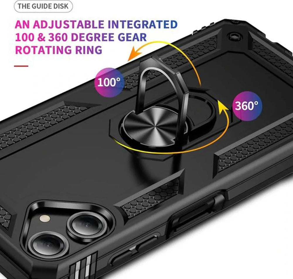 Samsung Galaxy A06 Hoesjes – Anti-Shock Hybride Ring Armor Backcover – Schokbestendig – Zwart-Ilumina Benelux