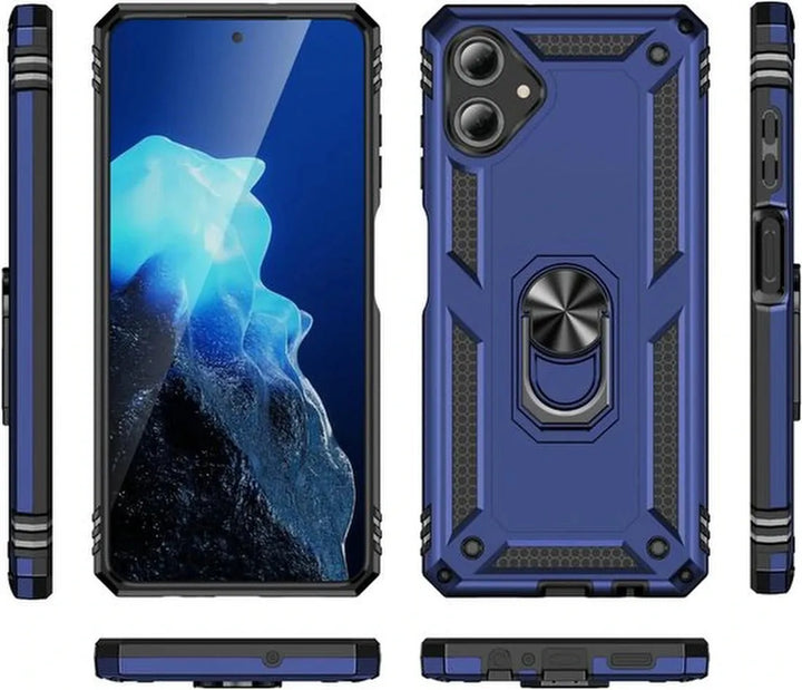 Samsung Galaxy A06 Hoesjes – Hybride Ring Armor Backcover – Schokbestendig – Anti-Shock – Blauw-Ilumina Benelux
