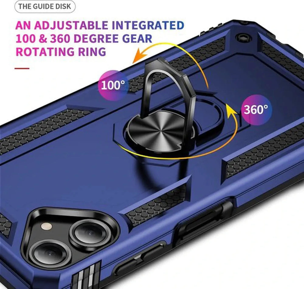 Samsung Galaxy A06 Hoesjes – Hybride Ring Armor Backcover – Schokbestendig – Anti-Shock – Blauw-Ilumina Benelux