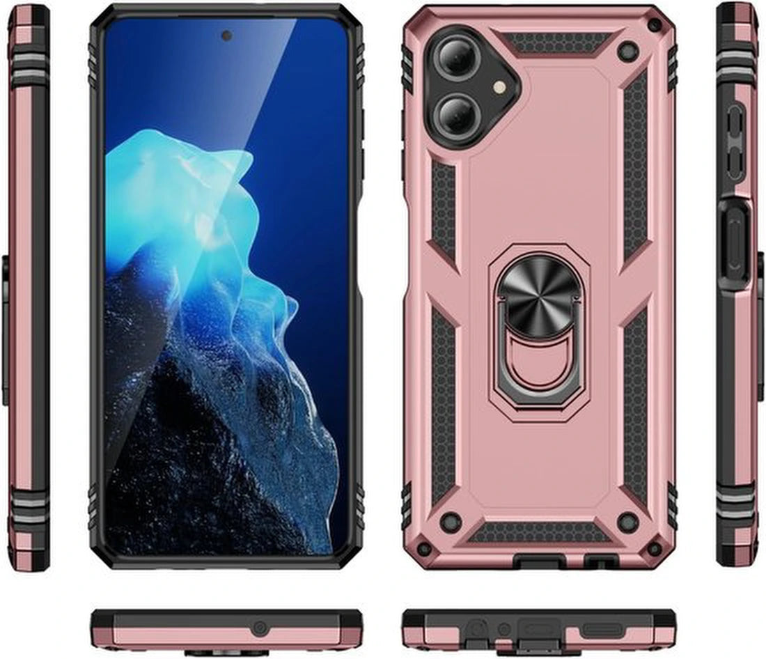 Samsung Galaxy A06 Hoesjes – Anti-Shock Hybride Backcover – Ringhouder – Armor Bescherming – Roségoud