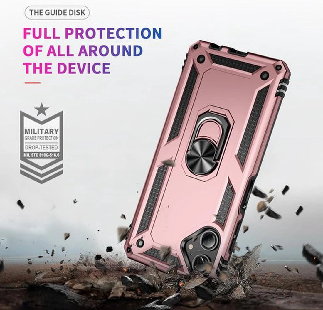 Samsung Galaxy A06 Hoesjes – Anti-Shock Hybride Backcover – Ringhouder – Armor Bescherming – Roségoud