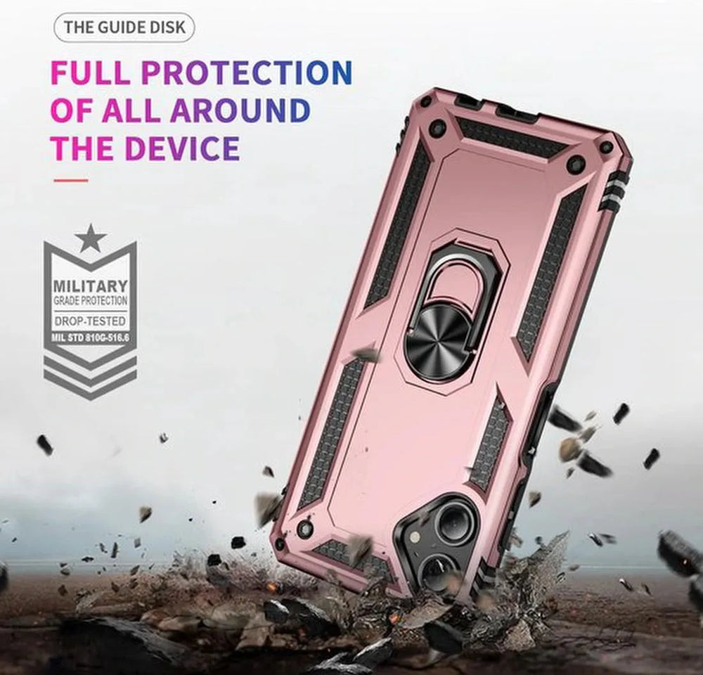 Samsung Galaxy A06 Hoesjes – Anti-Shock Hybride Backcover – Ringhouder – Armor Bescherming – Roségoud-Ilumina Benelux