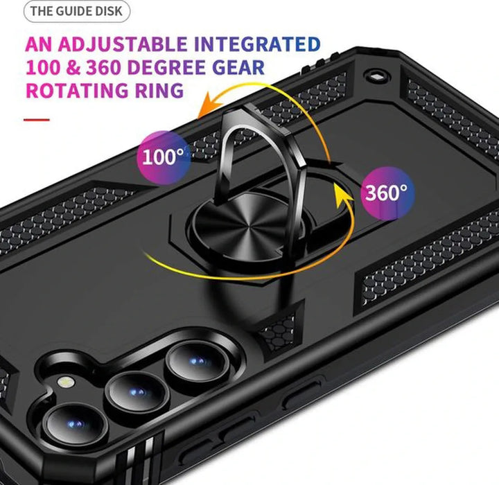 Samsung Galaxy A55 Hoesjes – Anti-Shock Hybride Ring Armor Backcover – Schokbestendig – Zwart-Ilumina Benelux