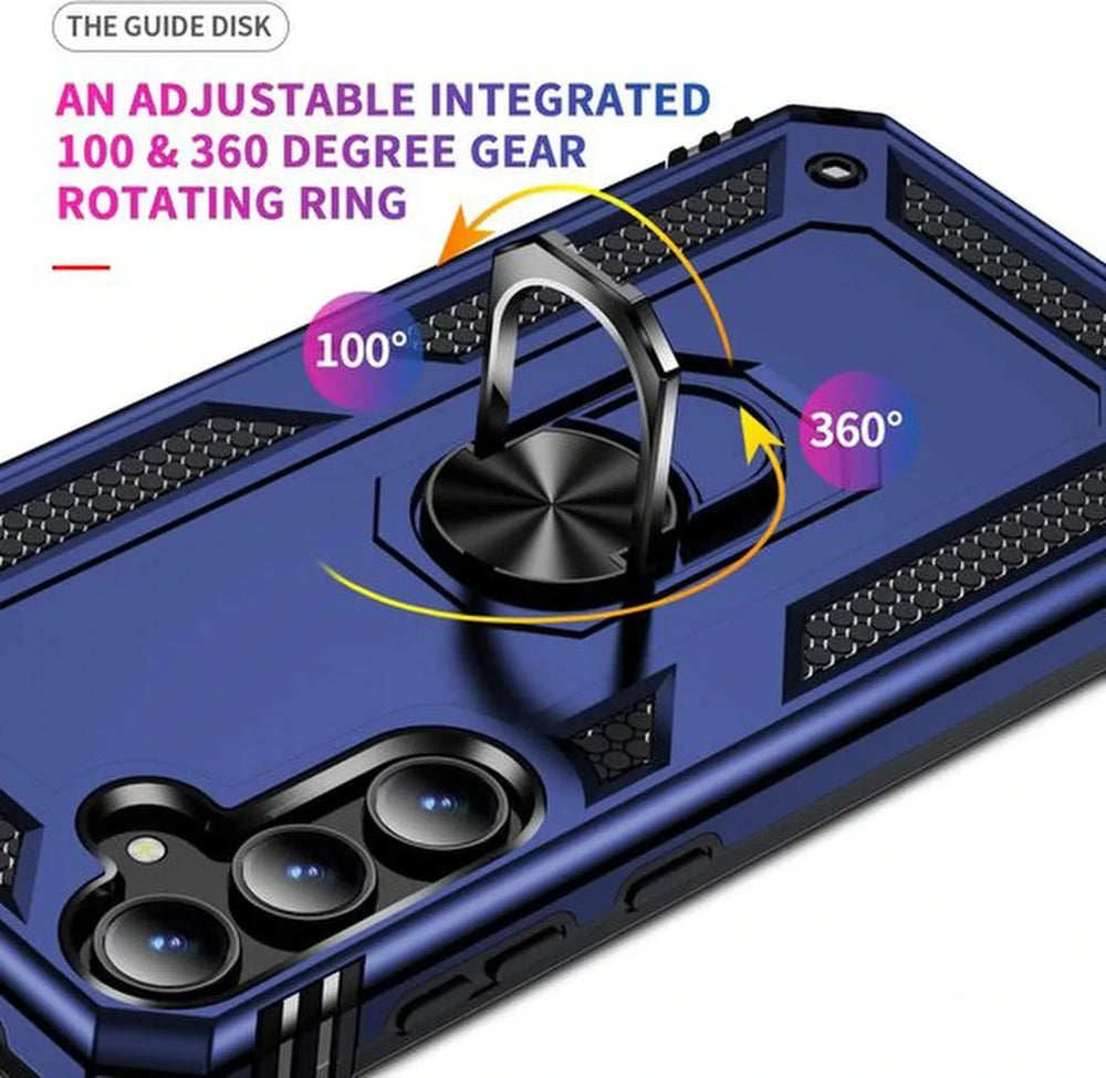 Samsung Galaxy A55 Hoesjes – Anti-Shock Hybride Ring Armor – Schokbestendige Backcover – Blauw-Ilumina Benelux
