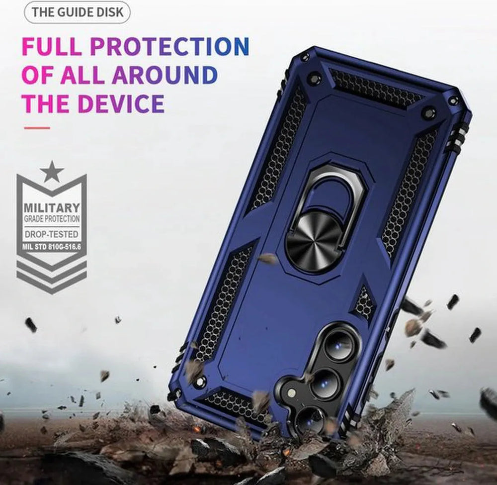 Samsung Galaxy A55 Hoesjes – Anti-Shock Hybride Ring Armor – Schokbestendige Backcover – Blauw-Ilumina Benelux