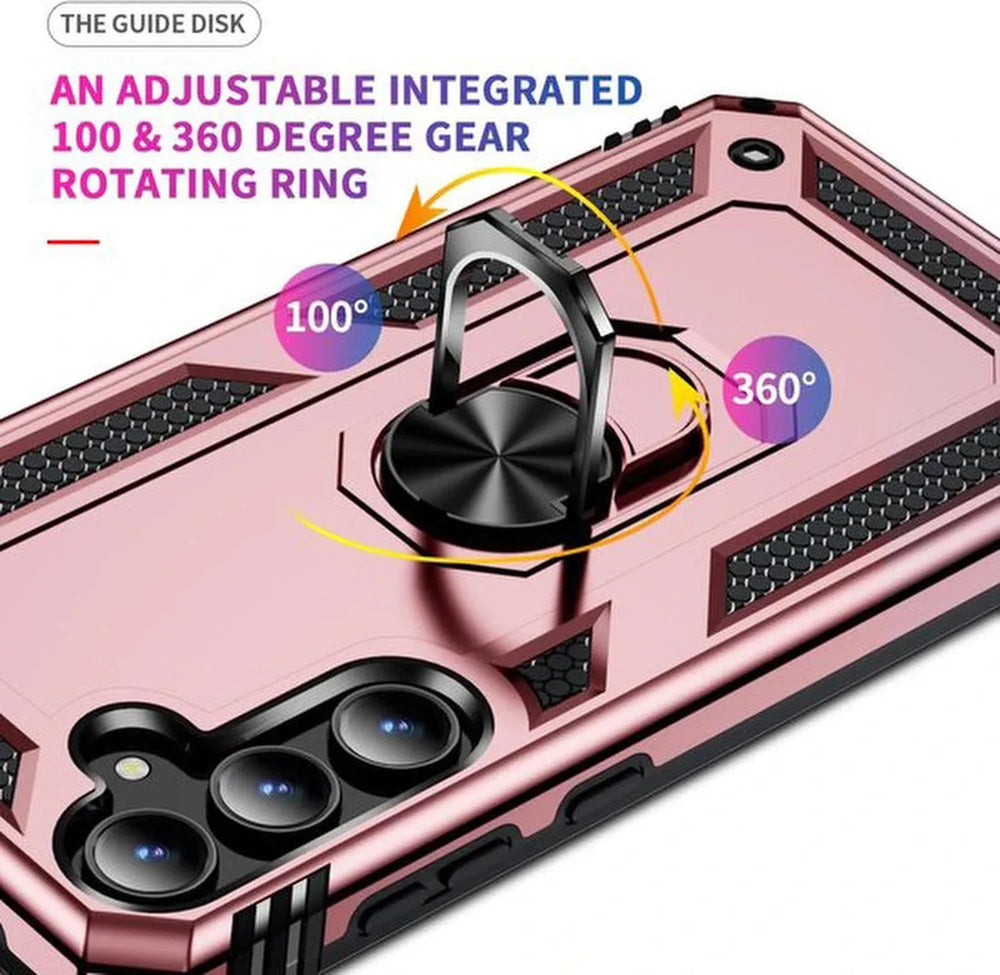 Samsung Galaxy A55 Hoesjes – Anti-Shock Hybride Ring Armor Backcover – Schokbestendig – Roségoud-Ilumina Benelux
