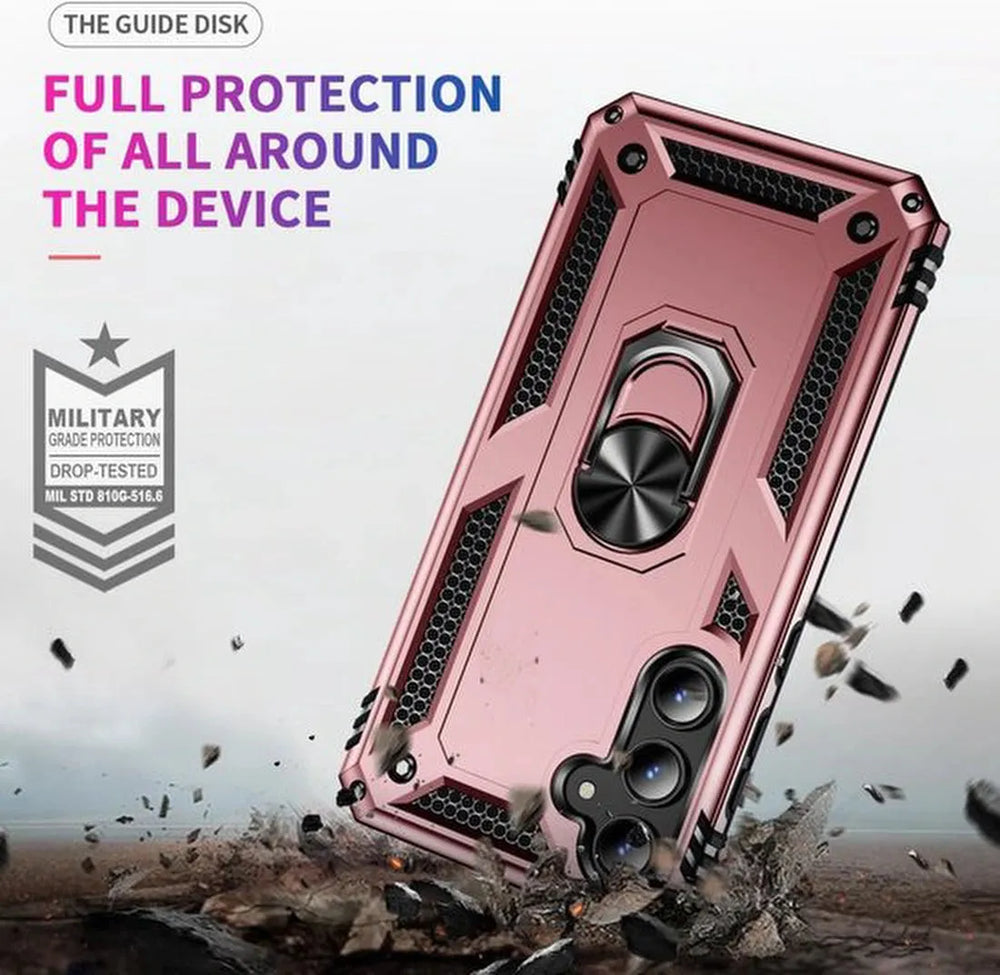 Samsung Galaxy A55 Hoesjes – Anti-Shock Hybride Ring Armor Backcover – Schokbestendig – Roségoud-Ilumina Benelux