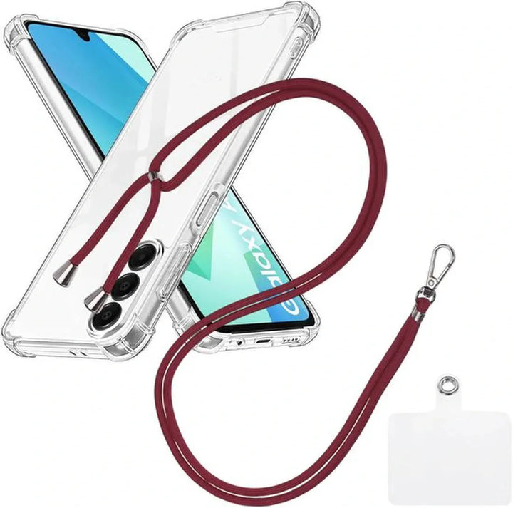 Samsung Galaxy A26/A17 5G Hoesjes – Schokbestendige Backcover – Nekkoord Koord – Bordeaux-Ilumina Benelux