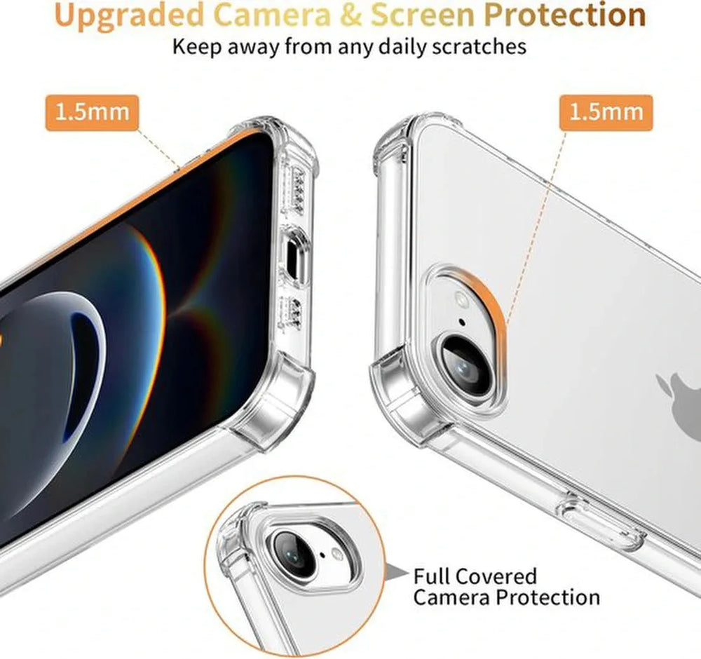 iPhone 16E Hoesjes – Transparante Backcover met Koord – Schokbestendig – Nekhanger – Zwart-Ilumina Benelux