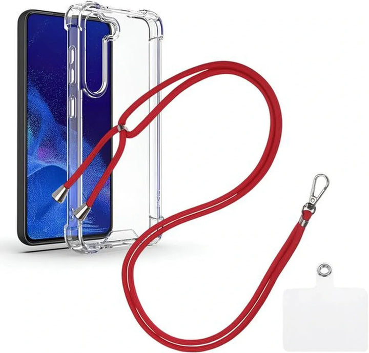 Samsung Galaxy S23 Plus Hoesjes – Schokbestendige Backcover – Nekkoord Koord – Rood-Ilumina Benelux