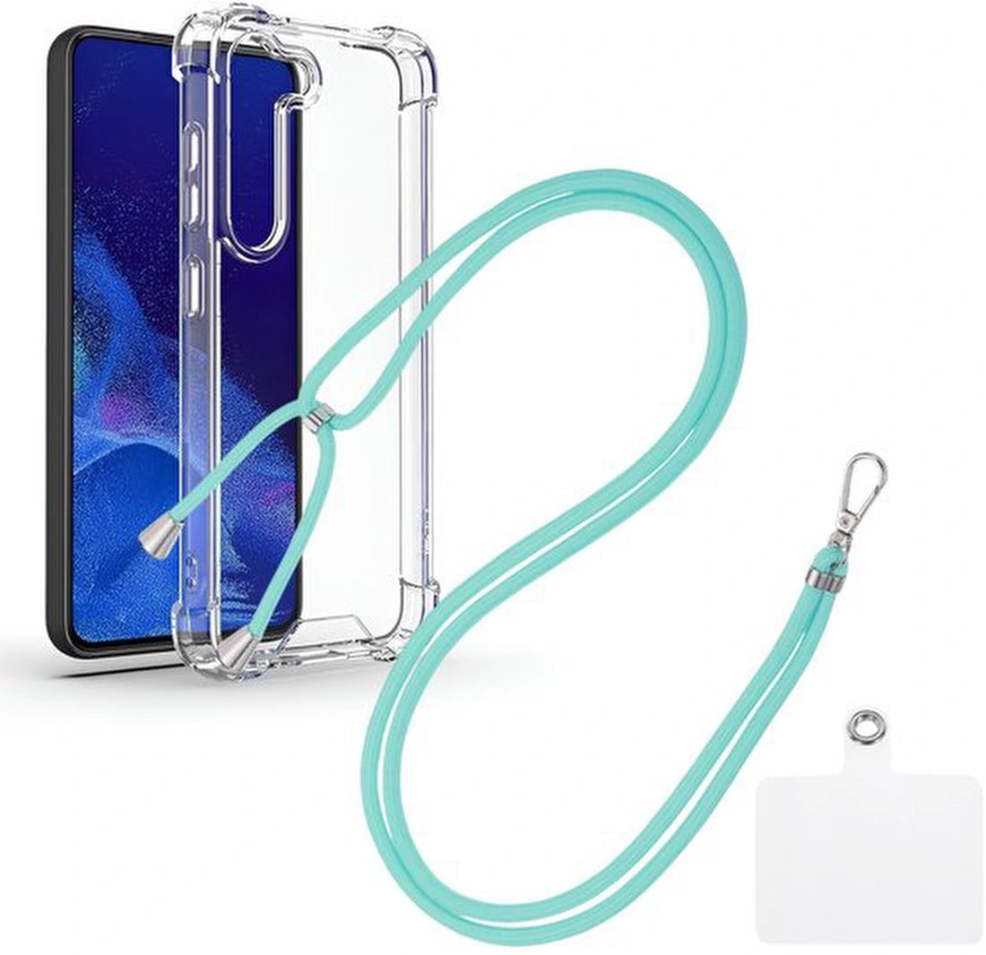 Shockproof Hoesje Geschikt voor Samsung Galaxy S25 Plus Met koord -  Mint - Cover - Nek Hanger - Koord Hoes