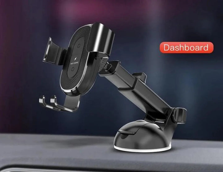 Telefoonhouder auto – Zuignap dashboard/raam – 10W Qi draadloze oplader – 360° draaibaar – Zwart-Ilumina Benelux