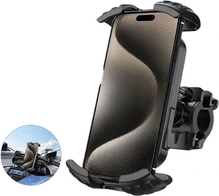 Telefoonhouder fiets & motor – 360° draaibaar – Universele montagebeugel – Stevige grip – Zwart-Ilumina Benelux