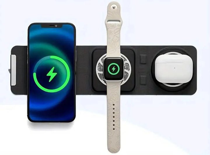 Draadloze oplader – 3-in-1 Opvouwbaar MagSafe Laadstation – Geschikt voor iPhone 15/14/13/12, Watch, AirPods, Galaxy-Oplader-Ilumina Benelux