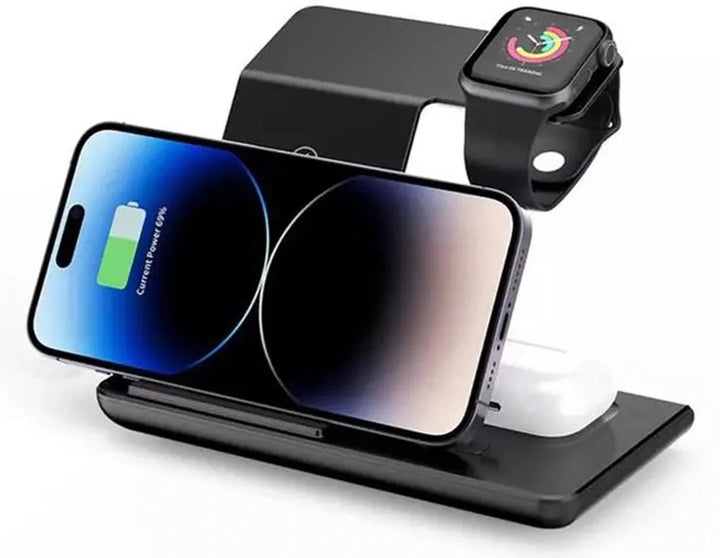 Draadloze Oplader – 3-in-1 Qi Oplaadstation 15W – Geschikt voor MagSafe iPhone, Watch & AirPods-Oplader-Ilumina Benelux