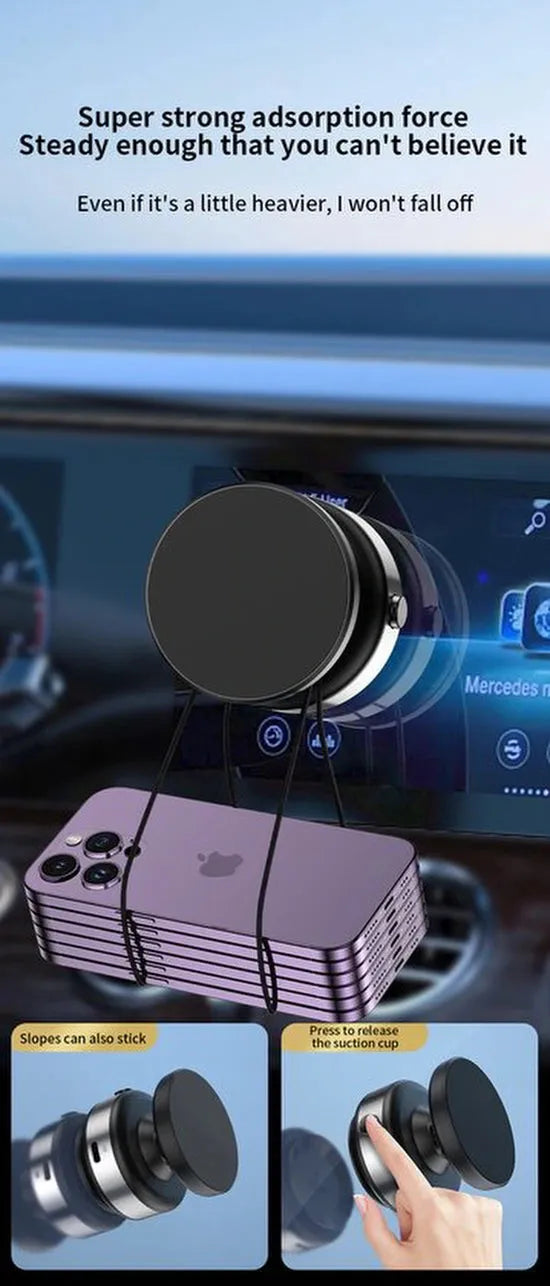 Telefoonhouder auto – Magnetische autohouder – N52 sterke magneet – 360° draaibaar – Geschikt voor iPhone & Android – Zilver-Ilumina Benelux