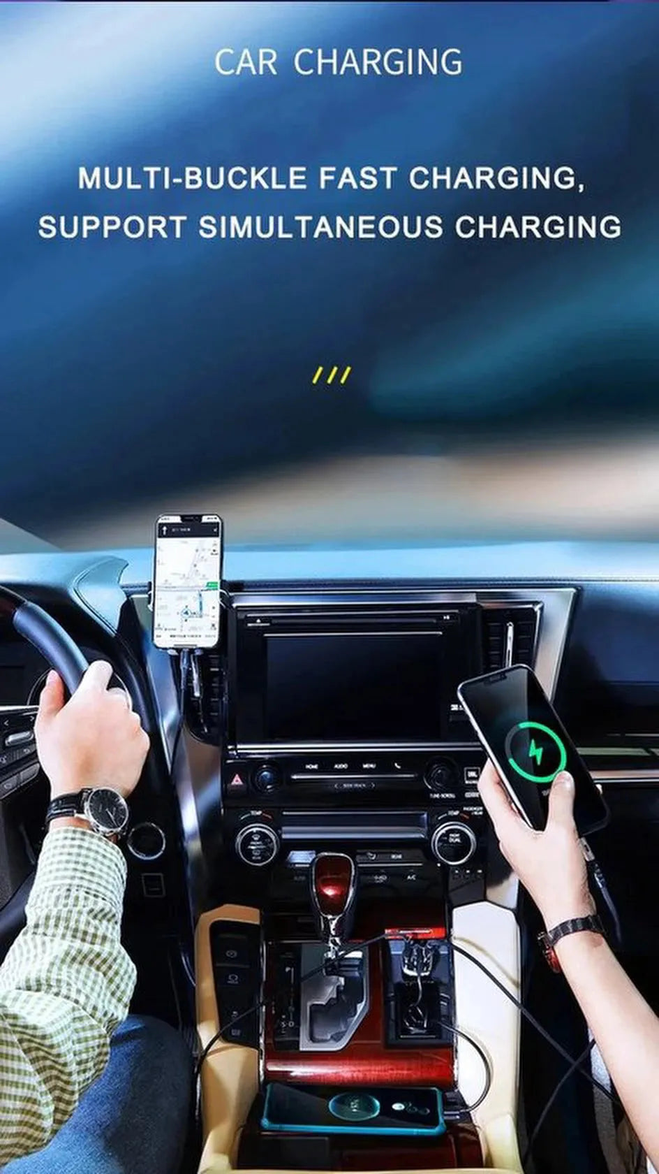 FM Transmitter auto – Bluetooth 5.0 – QC3.0 & USB-C PD snellader – 3-poorts autolader – Handsfree bellen – LED licht-Ilumina Benelux