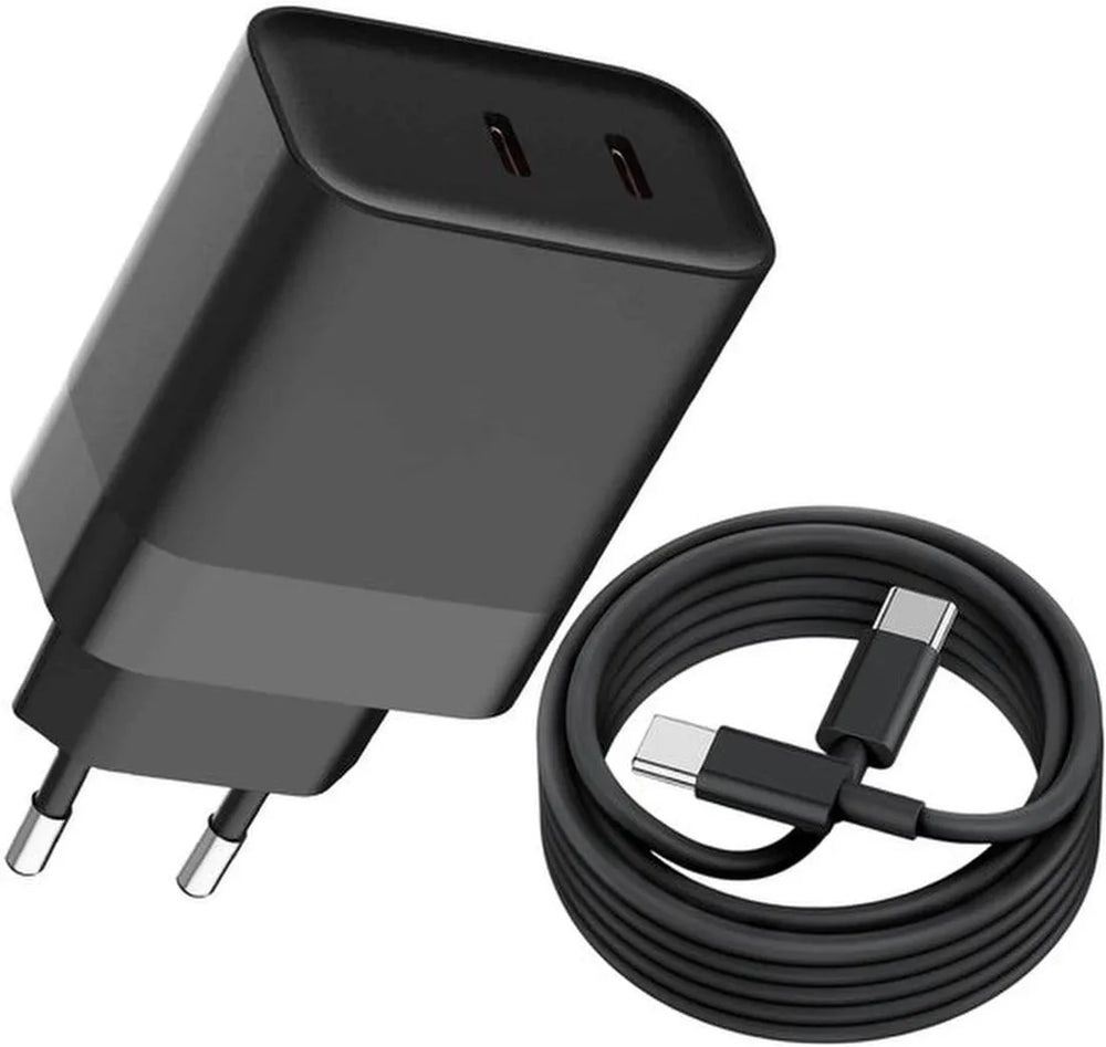 Oplader – Geschikt voor iPhone – 35W Dual USB-C Snellader – USB-C Oplaadkabel 1 Meter-Oplader-Ilumina Benelux