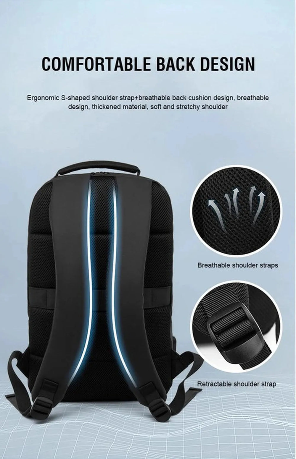 Laptop rugzak 15,6 inch – Met USB-poort – Voor heren en dames – Waterafstotend – Zwart-Laptoptas-Ilumina Benelux