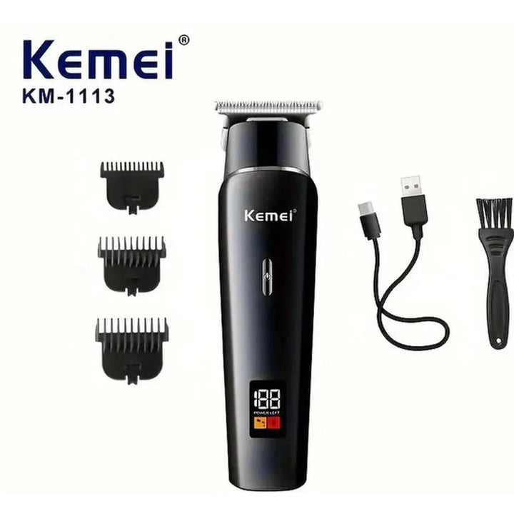 Kemei KM1113 Tondeuse – Draadloos – Professionele Haar- en Baardtrimmer – Contouren & Millimeteren – Zwart-Tondeuse-Ilumina Benelux