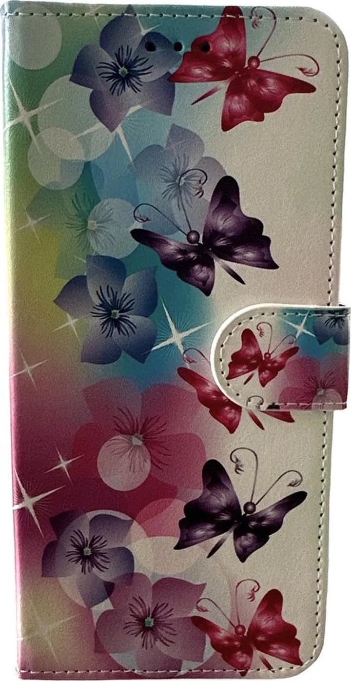 Samsung Galaxy A34 Hoesjes – Bookcase Portemonnee Hoes – Magneetsluiting – Pasjeshouder – Vlinderprint-Ilumina Benelux