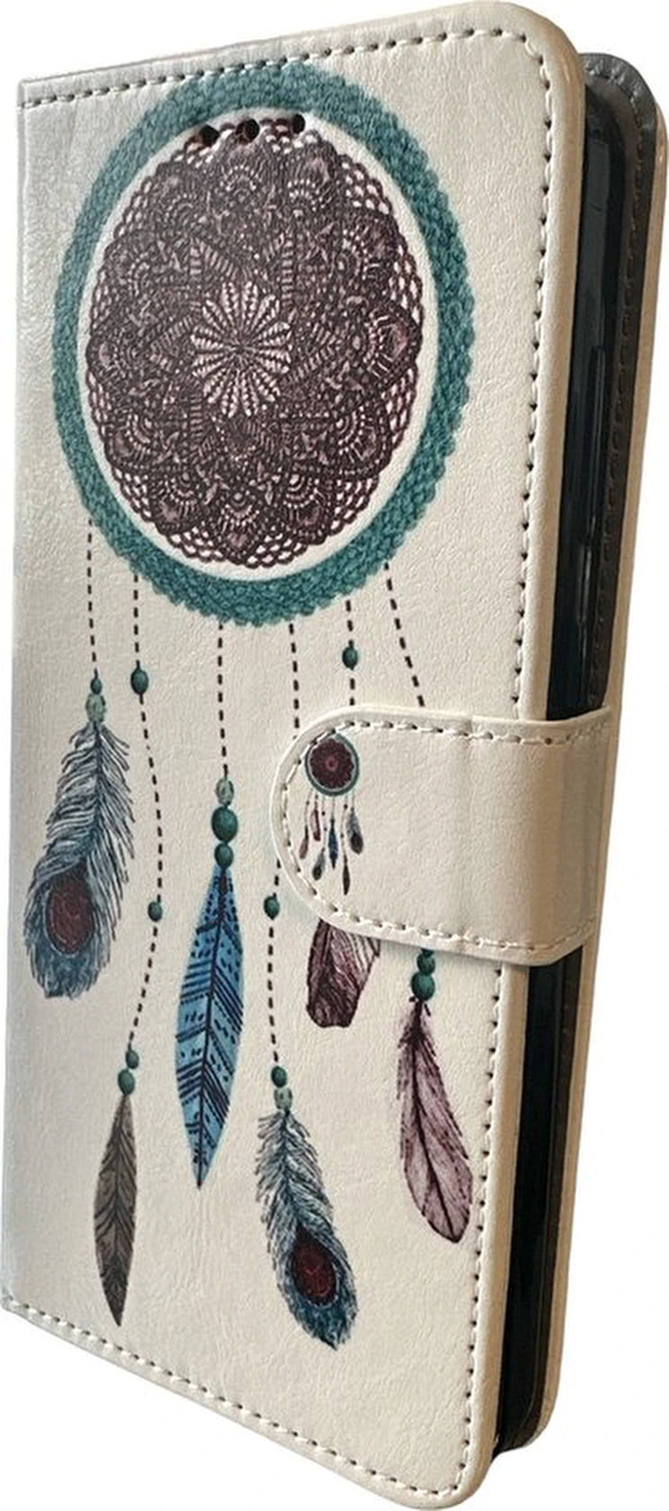 Elite Bookcase Geschikt voor: Samsung Galaxy A34 Hoesje met Magnetische Sluiting en Pasjeshouder - Droomvanger Print