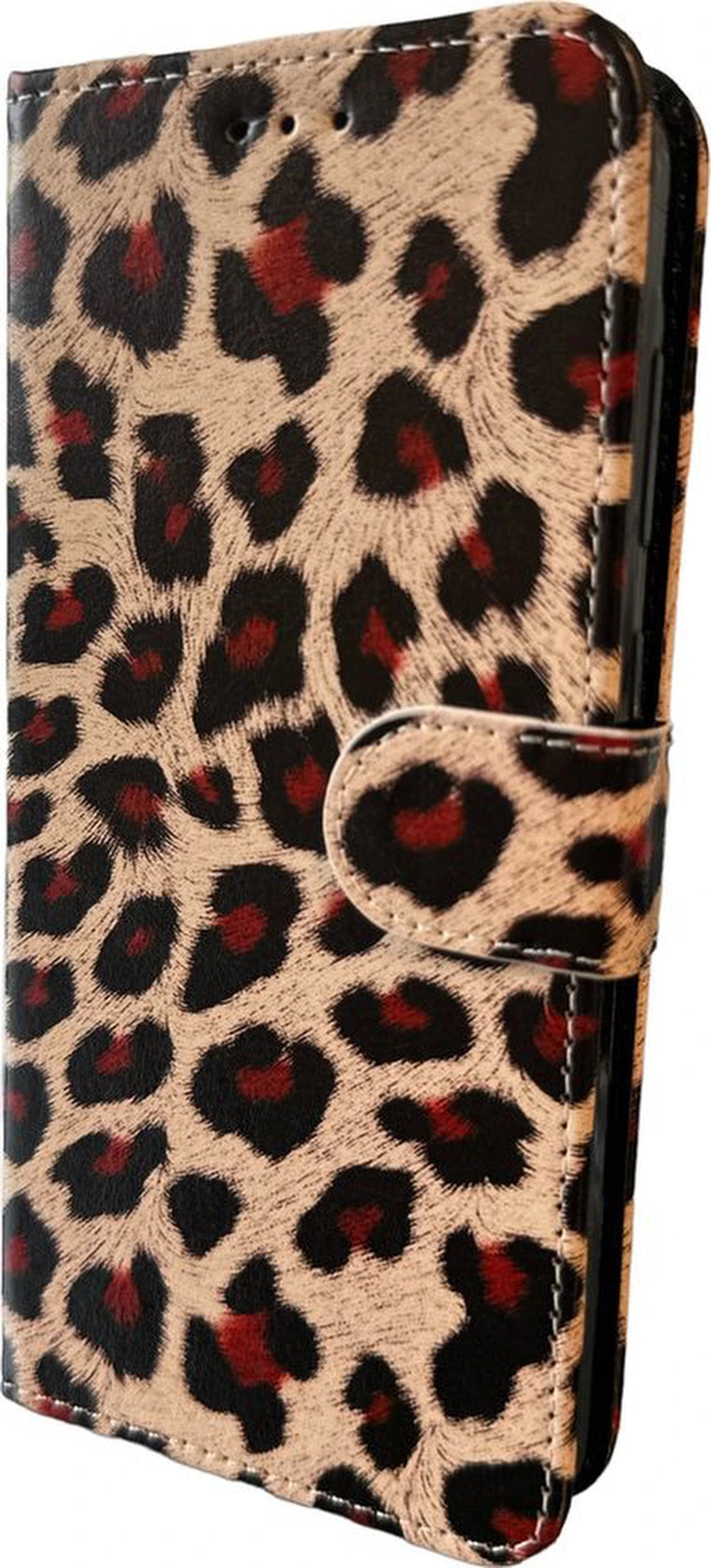 Elite Bookcase Geschikt voor: Samsung Galaxy A34 Hoesje met Magnetische Sluiting en Pasjeshouder - Luipaard Print