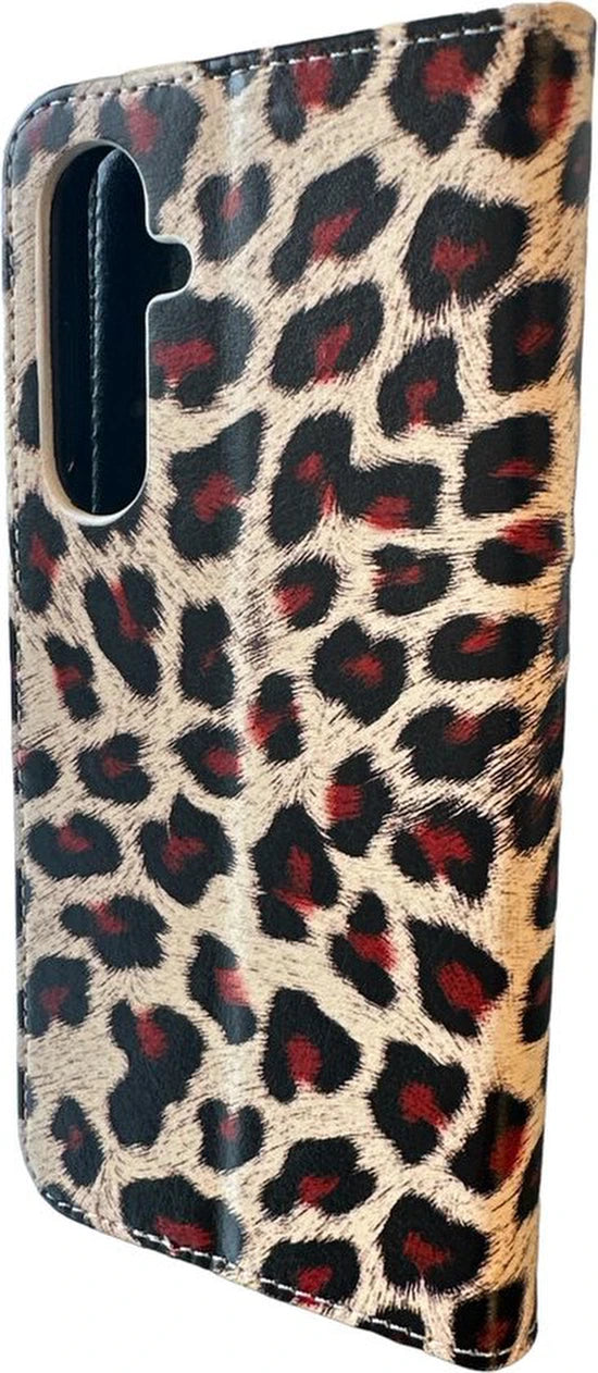 Samsung Galaxy A34 Hoesjes – Bookcase Portemonnee Hoes – Magneetsluiting – Pasjeshouder – Luipaard Print