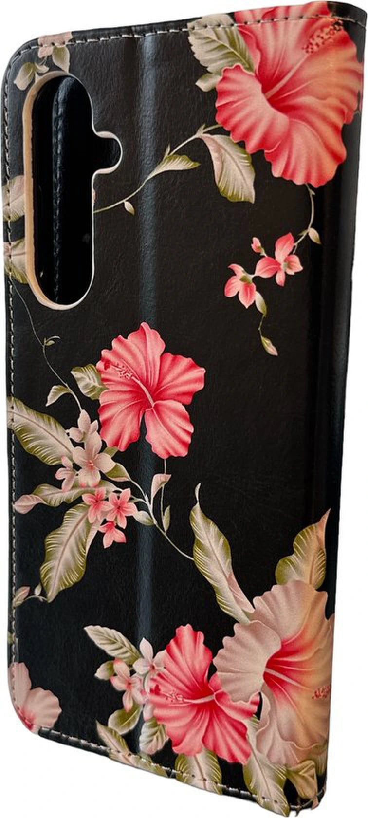 Elite Bookcase Geschikt voor: Samsung Galaxy A34 Hoesje met Magnetische Sluiting en Pasjeshouder - Bloemen Print