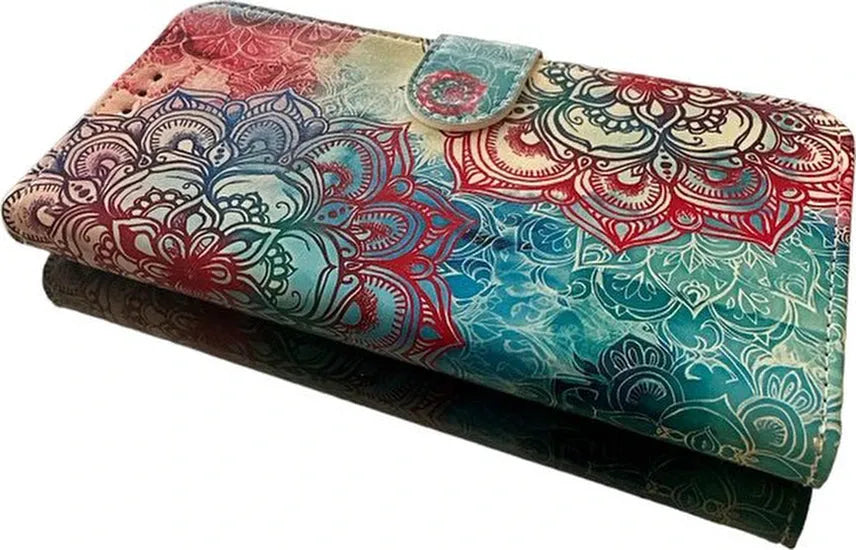 Samsung Galaxy S23 FE Hoesjes – Bookcase Portemonneehoes – Magneetsluiting – Pasjeshouder – Mandala Print-Ilumina Benelux