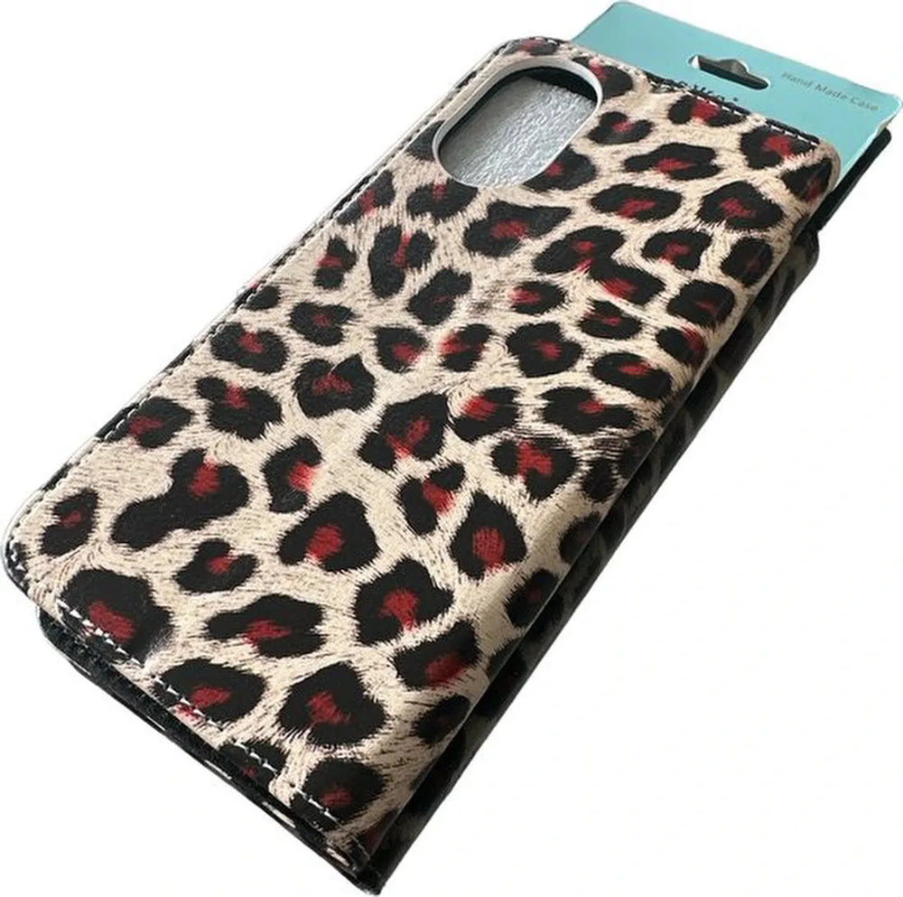 OPPO A17 Hoesjes – Bookcase Portemonnee Hoes – Magneetsluiting – Pasjeshouder – Luipaard Print-Ilumina Benelux