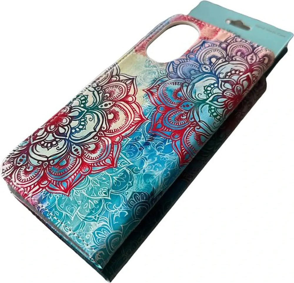 Xiaomi Redmi Note 12 Pro 4G Hoesjes – Bookcase Portemonnee – Magneetsluiting – Pasjeshouder – Mandala Print-Ilumina Benelux