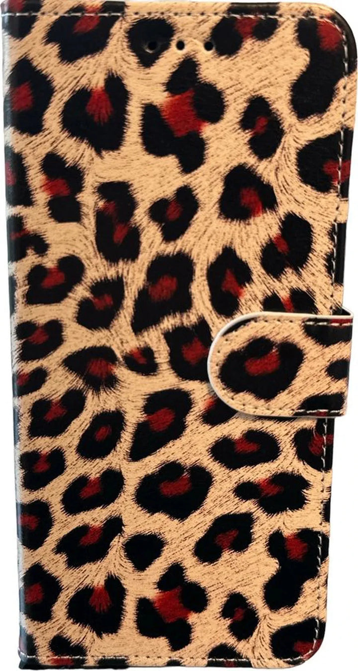 iPhone 14 Hoesjes – Bookcase Portemonnee Hoes – Magneetsluiting – Pasjeshouder – Luipaard Print-Ilumina Benelux