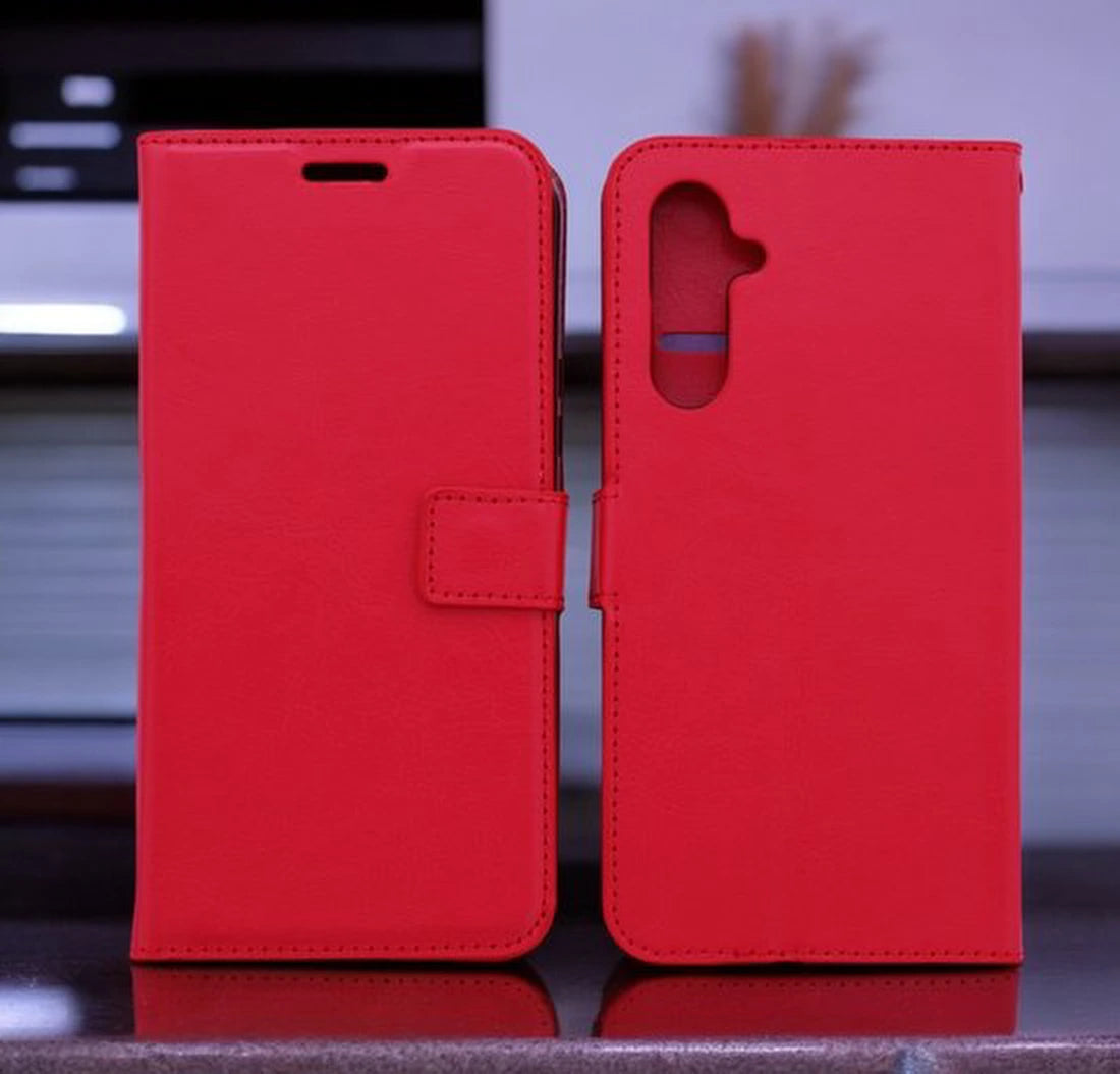 Bookcase Geschikt voor: Samsung Galaxy A05s Rood - Portemonnee hoesje met 2x Glas Screen protector - Book Cover