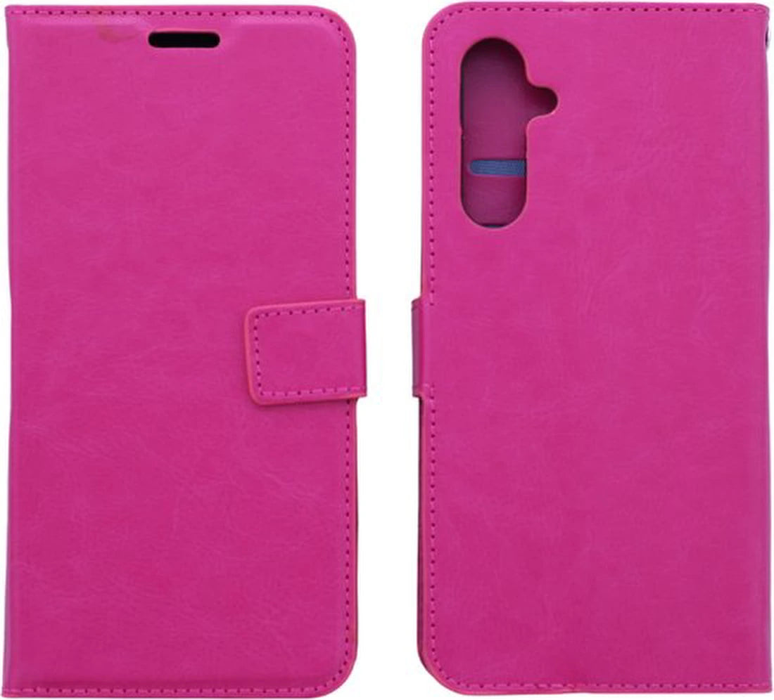 Bookcase Geschikt voor: Samsung Galaxy A05s Roze - Portemonnee hoesje met 2x Glas Screen protector - Book Cover