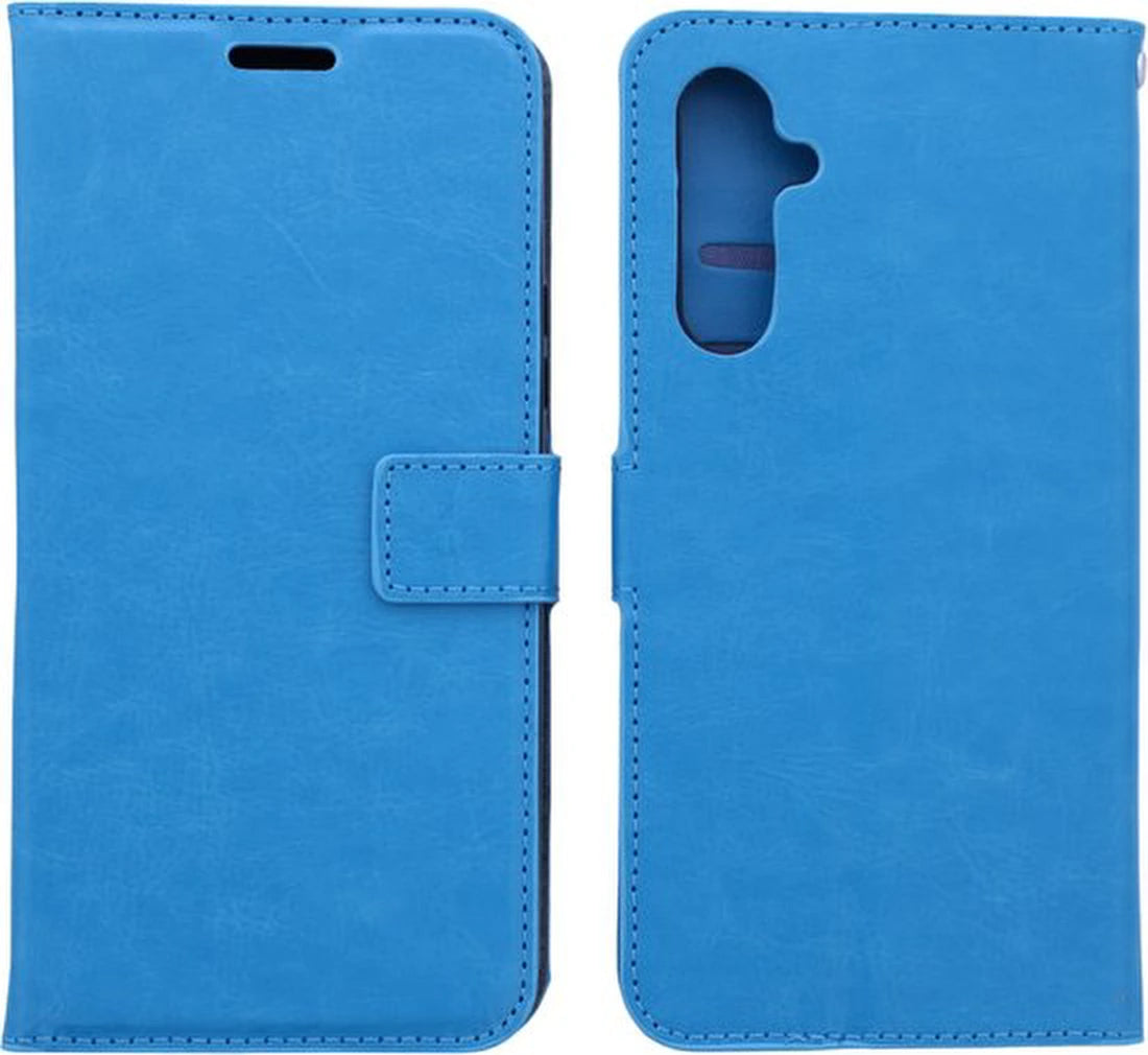 Bookcase Geschikt voor: Samsung Galaxy A05 Turquoise - Portemonnee hoesje met 2x Glas Screen protector - Book Cover