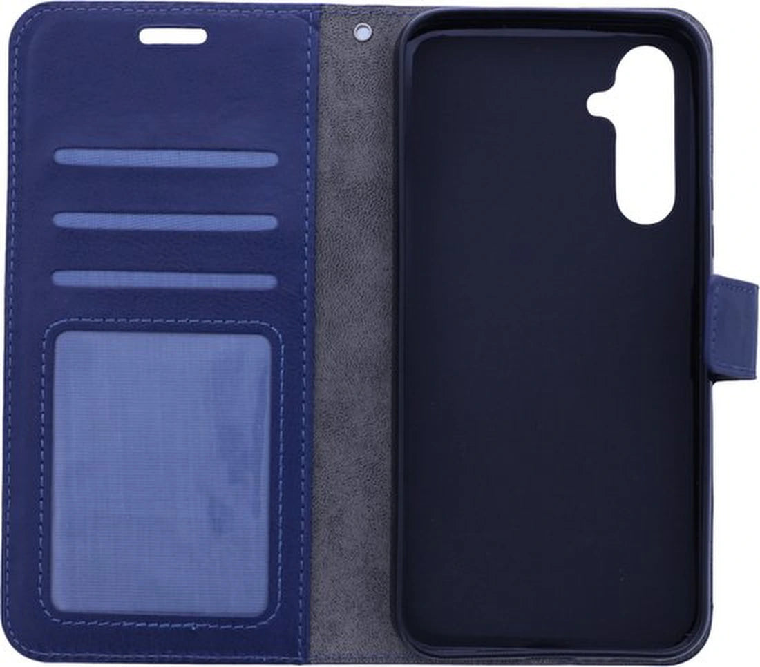 Samsung Galaxy A05 Hoesjes – Portemonnee Bookcase – Pasjeshouder – 2x Gehard Glas Screenprotector – Blauw