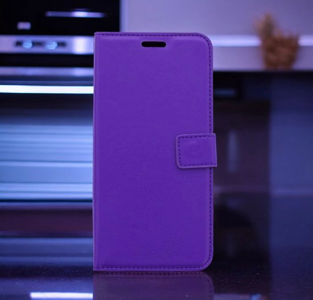 Bookcase Geschikt voor: Samsung Galaxy A05 Paars - Portemonnee hoesje met 2x Glas Screen protector - Book Cover