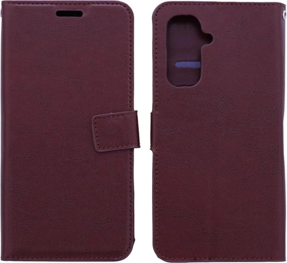 Samsung Galaxy S23 Ultra Hoesjes – Portemonnee Bookcase – Magneetsluiting – 2x Gehard Glas Screenprotector – Bruin-Ilumina Benelux