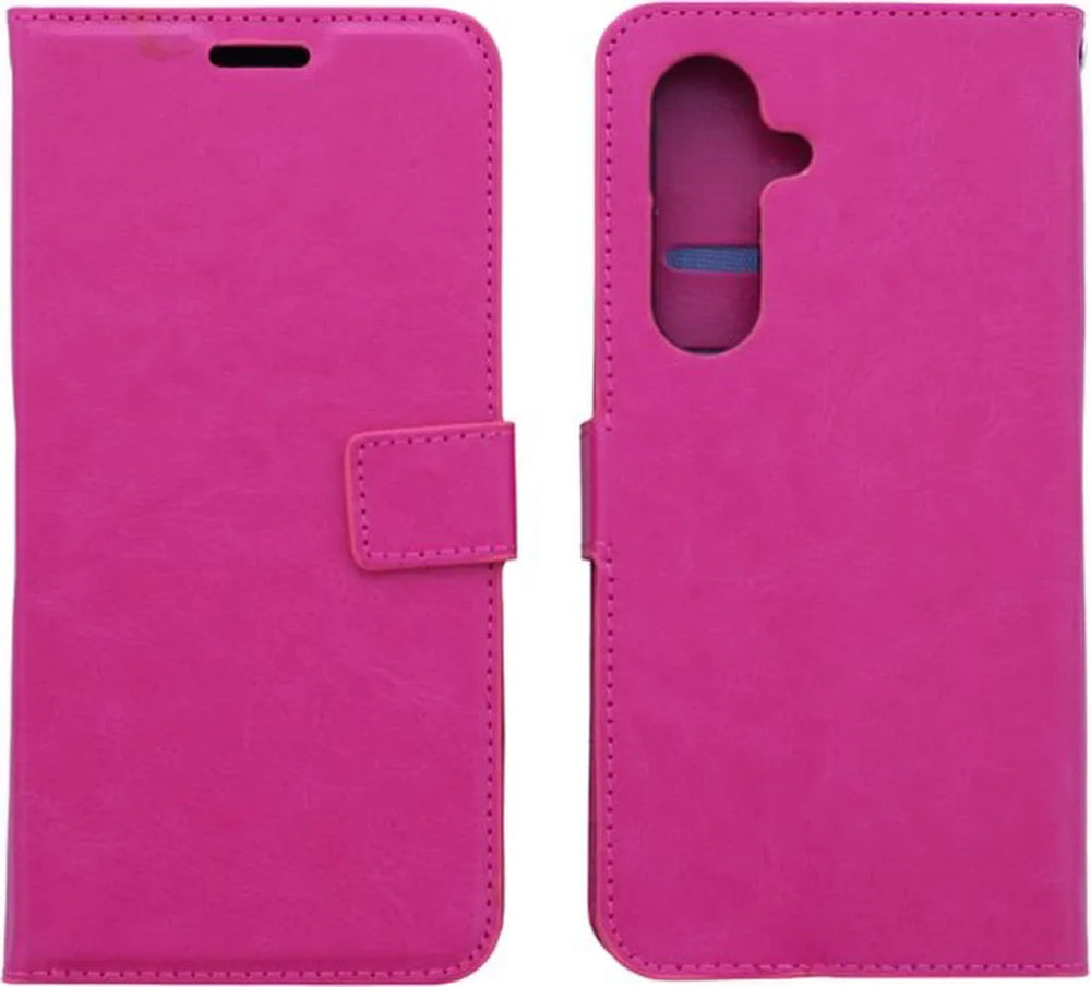 Samsung Galaxy S23 Plus Hoesjes – Portemonnee Bookcase – Pasjeshouder Magneetsluiting – 2x Gehard Glas Screenprotector – Roze-Ilumina Benelux
