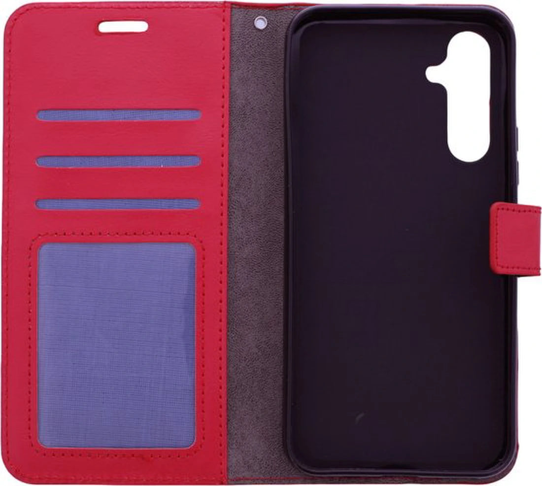 Samsung Galaxy S23 Hoesjes – Portemonnee Bookcase – Magneetsluiting – 2x Gehard Glas Screenprotector – Rood