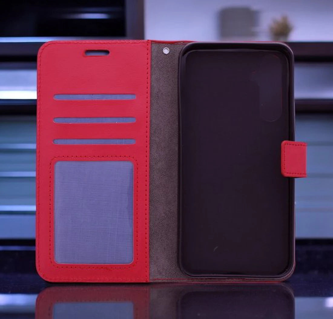 Samsung Galaxy S23 Hoesjes – Portemonnee Bookcase – Magneetsluiting – 2x Gehard Glas Screenprotector – Rood