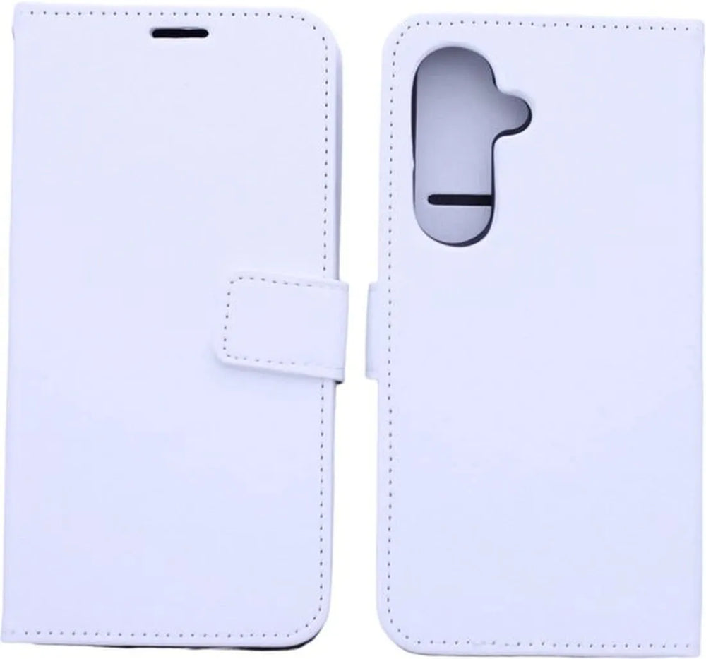 Samsung Galaxy S23 Hoesjes – Portemonnee Bookcase – Magneetsluiting – 2x Gehard Glas Screenprotector – Wit-Ilumina Benelux