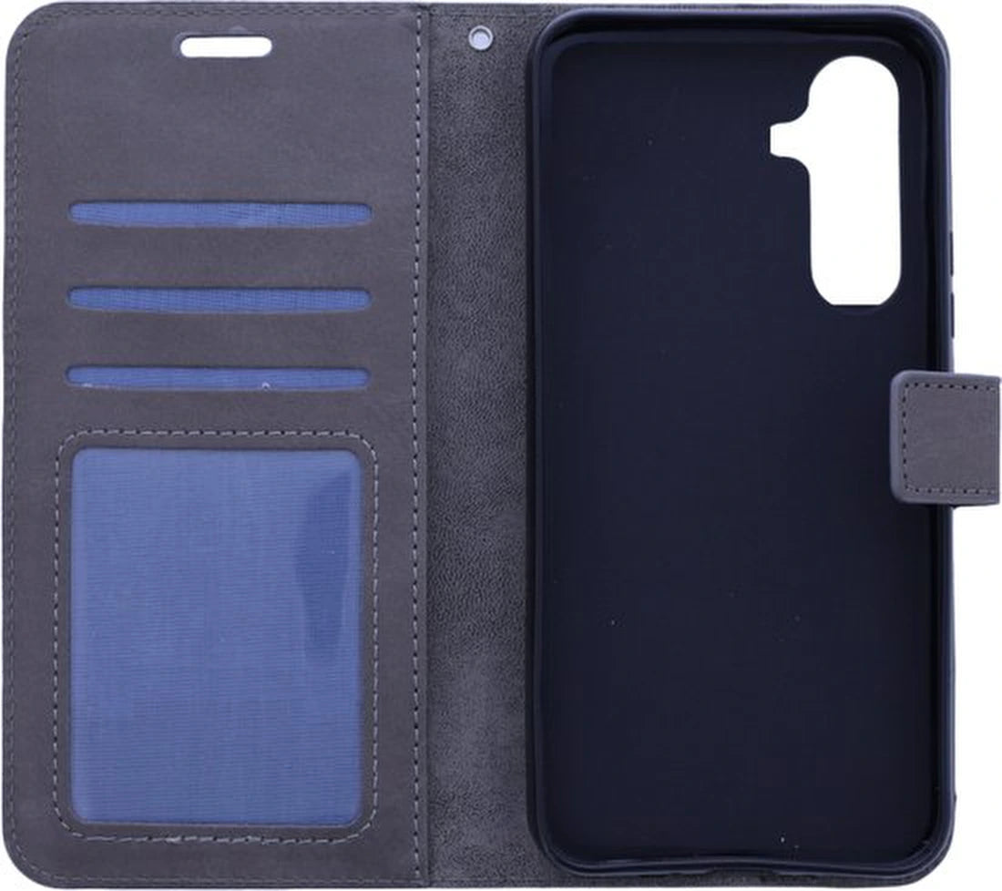 Samsung Galaxy S23 Hoesjes – Portemonnee Bookcase – Magneetsluiting – 2x Gehard Glas Screenprotector – Grijs