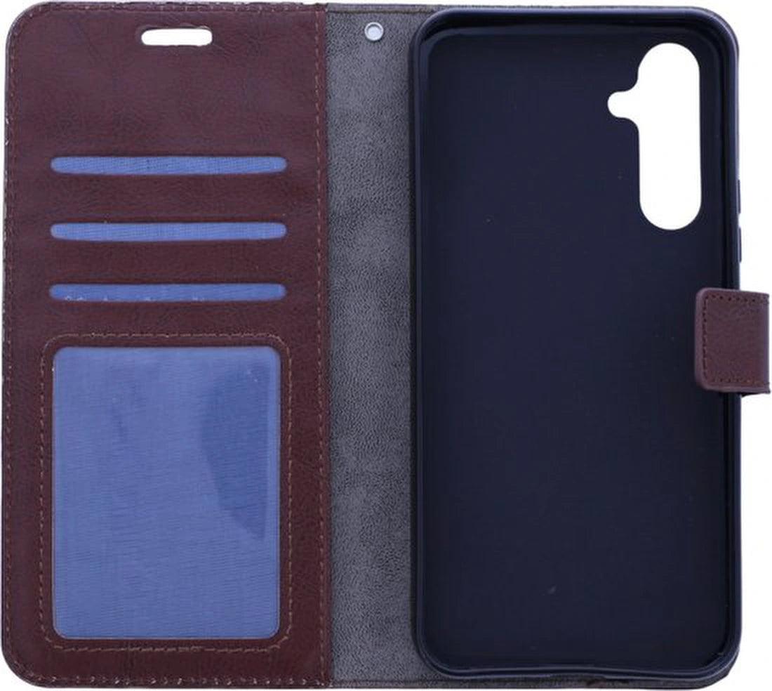Samsung Galaxy S23 Hoesjes – Portemonnee Bookcase – Magneetsluiting – 2x Gehard Glas Screenprotector – Bruin